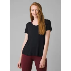 Prana Women's Foundation Short Sleeve Vneck -Active Wear Shop 1971451 BLACK
