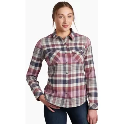 KUHL Women's Tess Flannel Long Sleeve -Active Wear Shop 8457 Tess Flannel Deep Blush Front 1