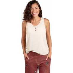 Women's Piru Henley Tank -Active Wear Shop T1002107 Salt 1
