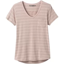 Prana Women's Foundation Short Sleeve Vneck -Active Wear Shop W11170142 SPARROWHEATHERSTRIPE ALT 9
