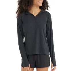 Women's Bamboo Flex Quarter Zip 6 Women's Bamboo Flex Quarter Zip -Active Wear Shop flex quarter zip heather black women top 1 1